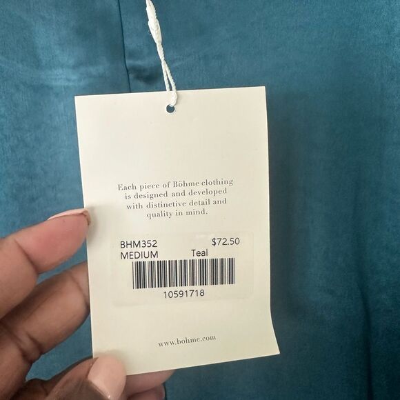 Bohme Teal Satiny Midi/Maxidress M - Picture 6 of 8